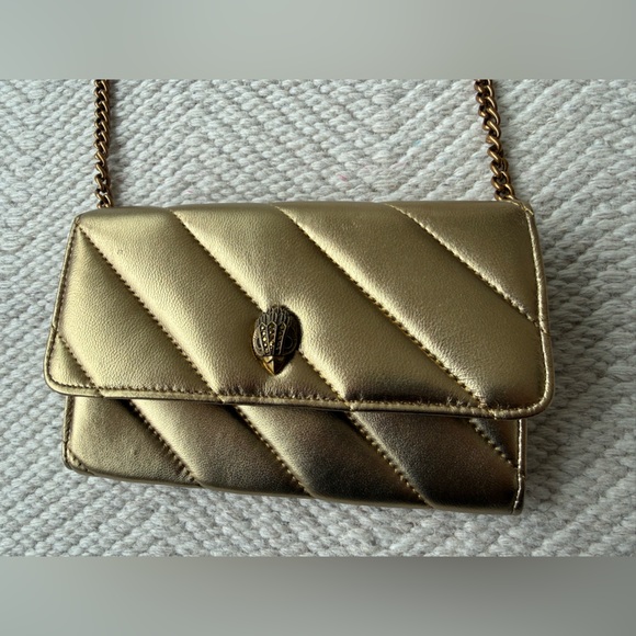 Kurt Geiger The Extra Mini Kensington Quilted Gold Metallic Leather Purse - Picture 5 of 12
